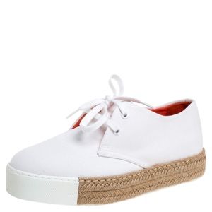 Hermes White Canvas Rosa Espadrille Sneakers